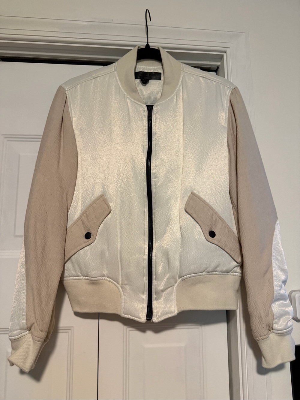 rag & bone Cream and Beige Two-Tone Bomber Jacket